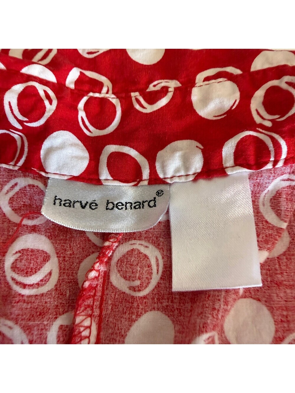 Vintage Harve Benard Polka Dot Puff Sleeve Collared Blouse Women's L Red Retro - Picture 3 of 4